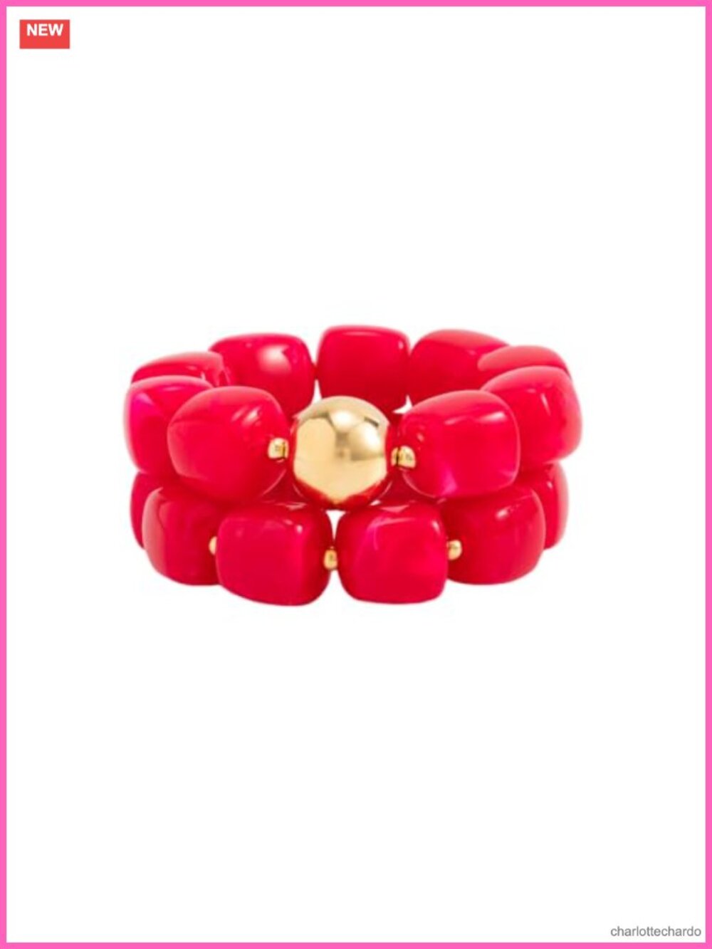 Chunky Marble Resin Bead Stretch Bracelet Set Gold Accent Stackable Elastic